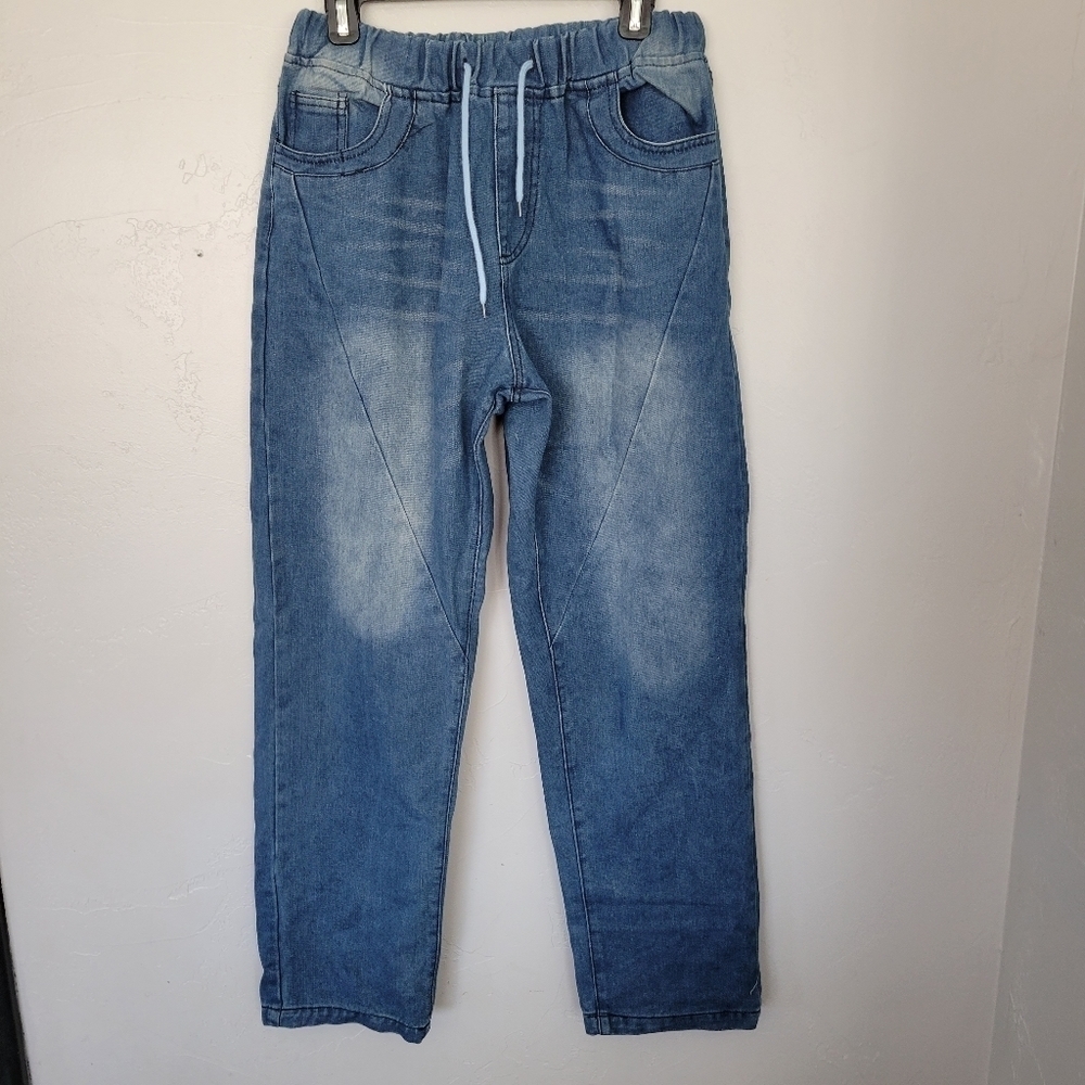 Misslook Women's Plus Size 1 Medium Wash Denim High Rise Jeans Drawstring Waist